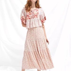 American Eagle Pink Floral Maxi Skirt Size Small